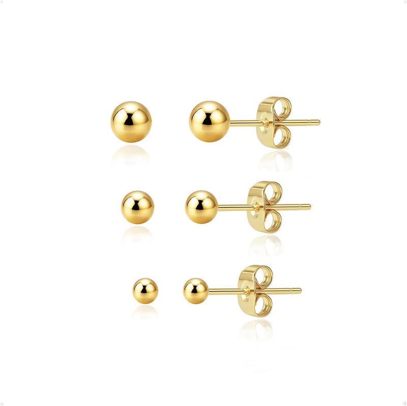 IMBOS Pearl Earrings 14k Gold Plated Daisy Flower Stud Earrings for Women Ball Stud Flat Back Earring Hypoallergenic Statement Earring Trendy Jewelry Gift for Women - Image 1